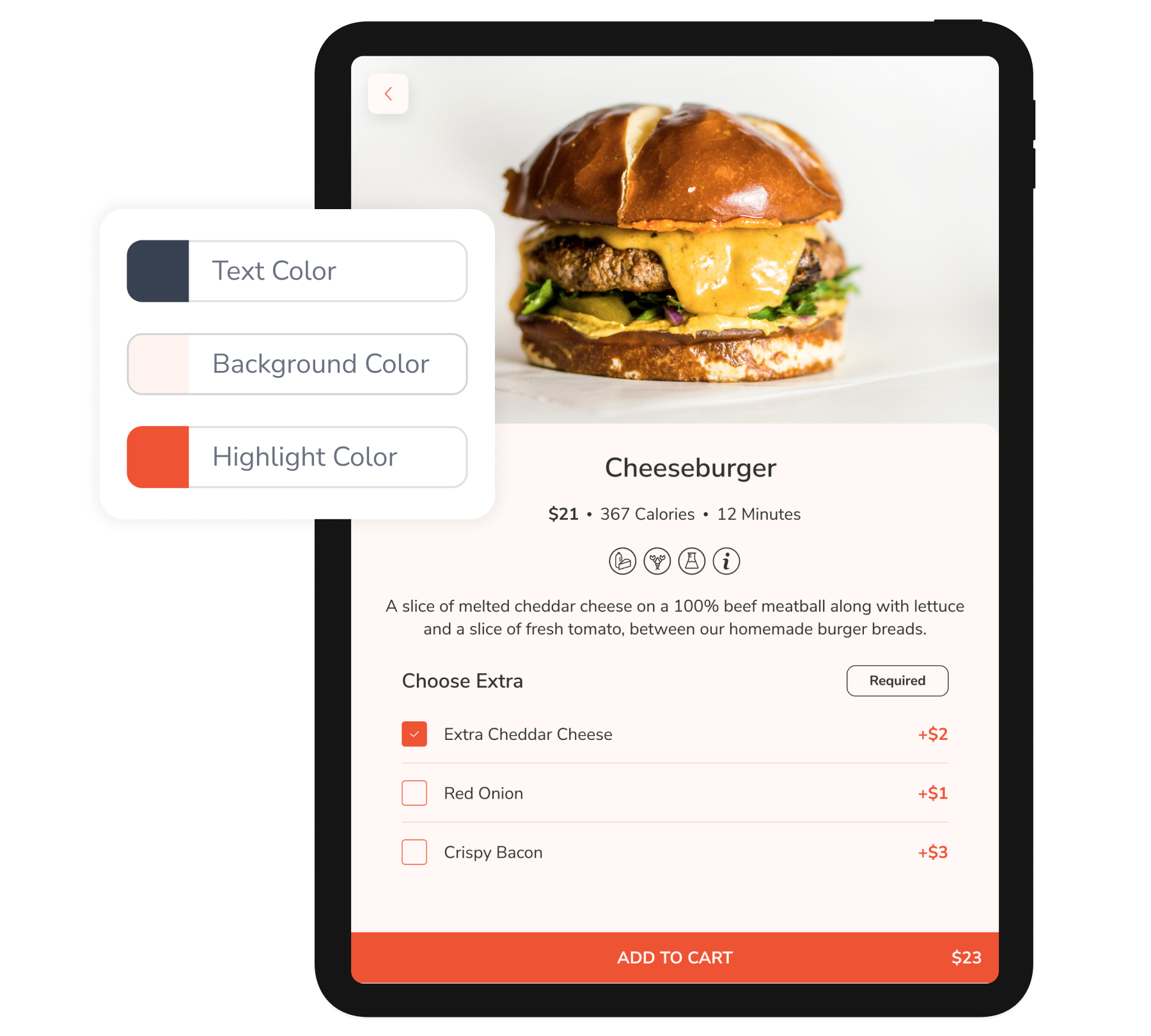 FineDine dine-in tablet menu branded design.