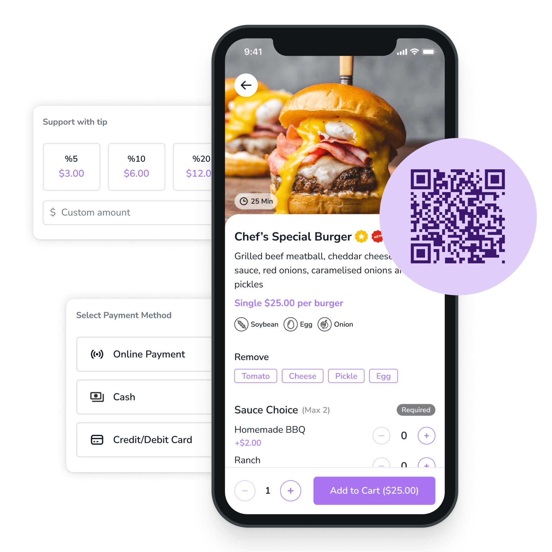 FineDine Dine-in QR Menu detailed screen.