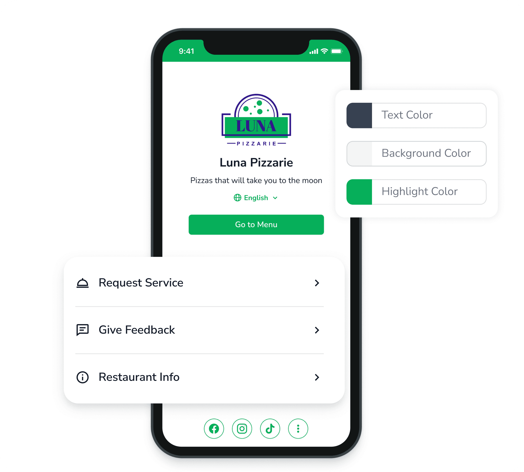 FineDine custom welcome screen.