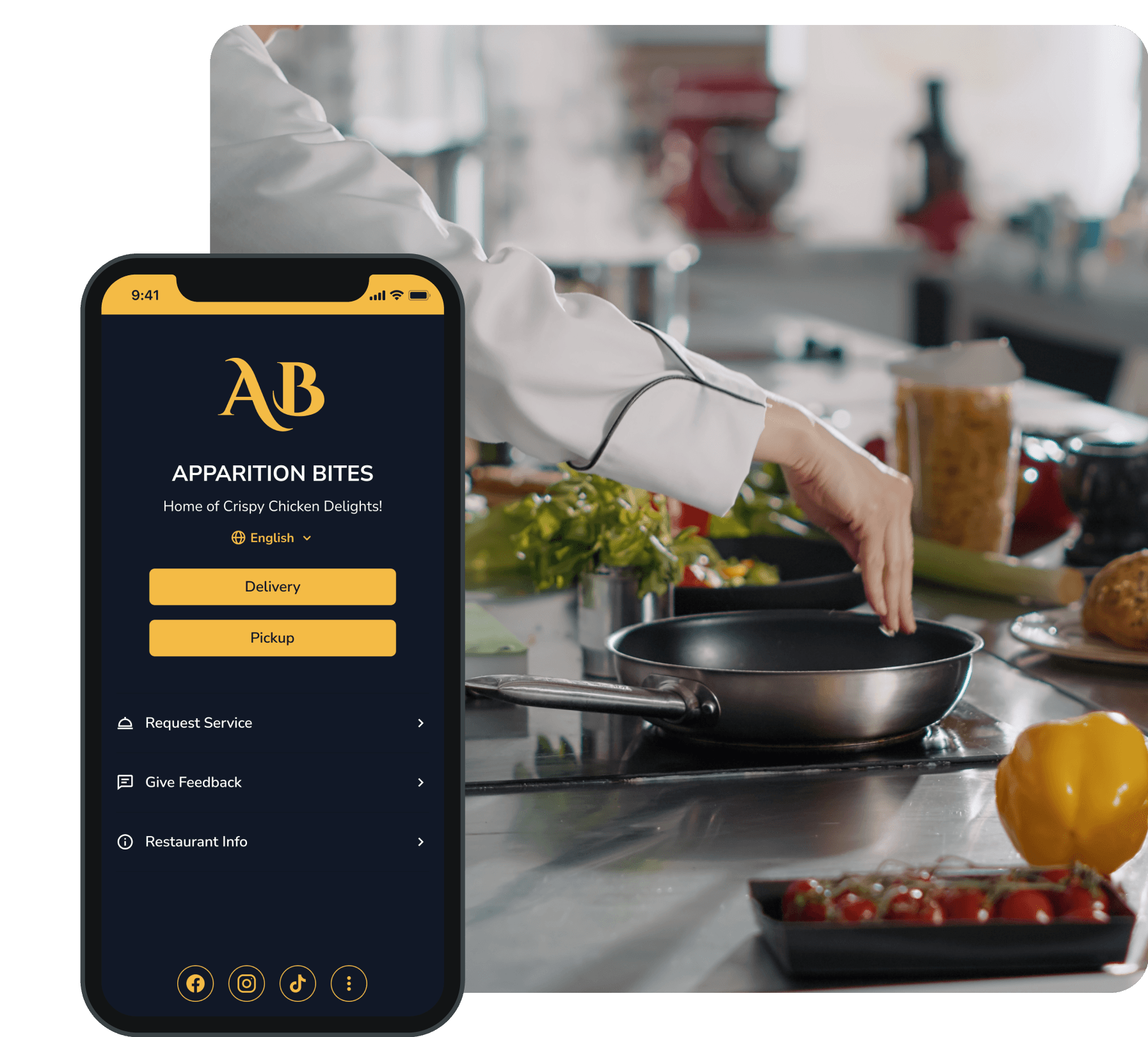 Ghost kitchen welcome menu screen